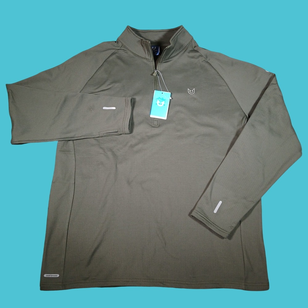Northyard 1/4 Zip Pullover Sweater Men's XL Green Grid Fleece